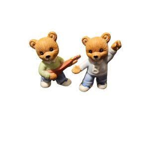 Lot Of 2 Vintage HOMCO Porcelain Bears 1950s Sock Hop Dancing #1421
